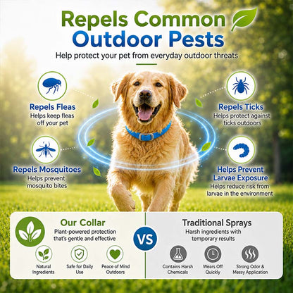 🐾 Natural Essential Oil Pet Pest Repellent Collar 🦟Safe Flea & Tick Protection for Dogs & Cats 💚