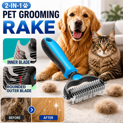 2-in-1 Pet Dematting & Deshedding Brush