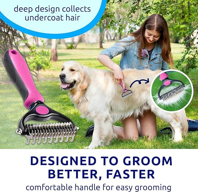 2-in-1 Pet Dematting & Deshedding Brush