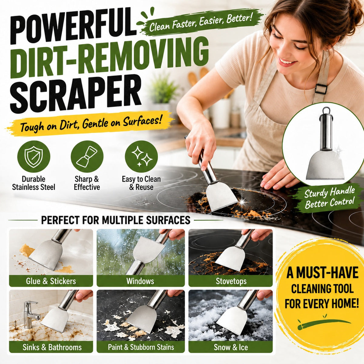 Multi-Purpose Stainless Steel Ice Cleaning Scraper (LA)