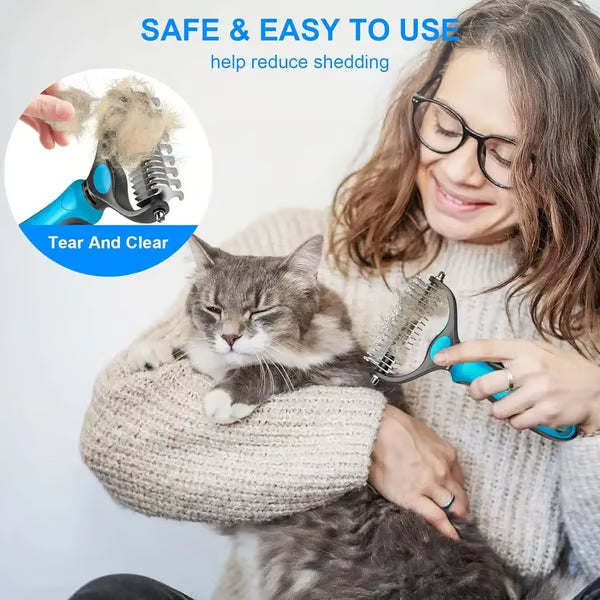 2-in-1 Pet Dematting & Deshedding Brush