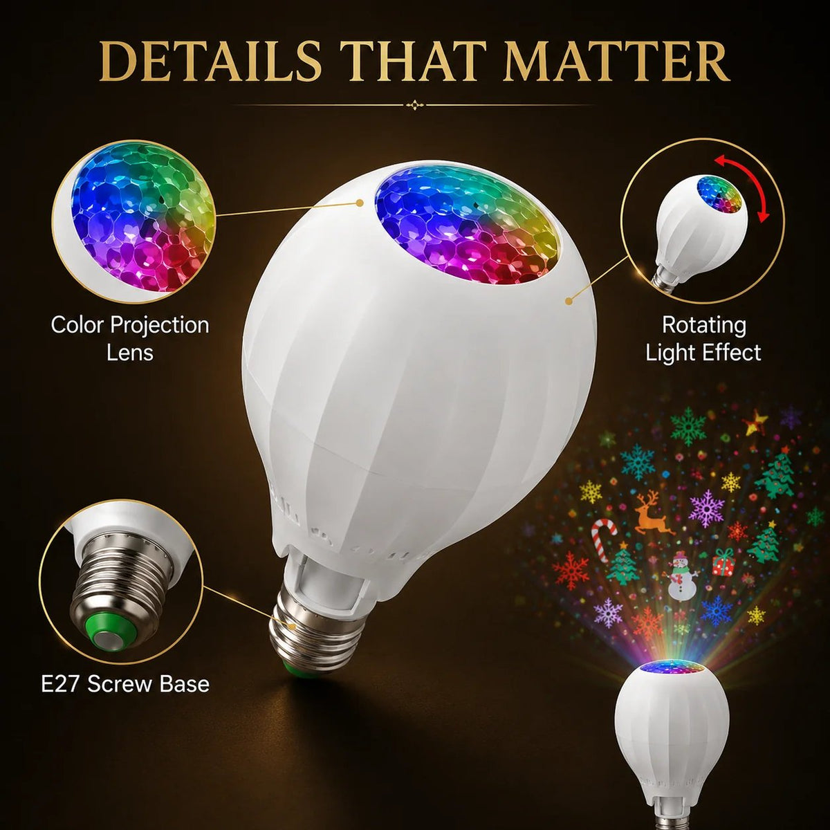 🎄HOT SALE 46% OFF💡Rotating Christmas Projector — Bulb Turn Your Room Into A Christmas Wonderland In 1 Sec! 🎅