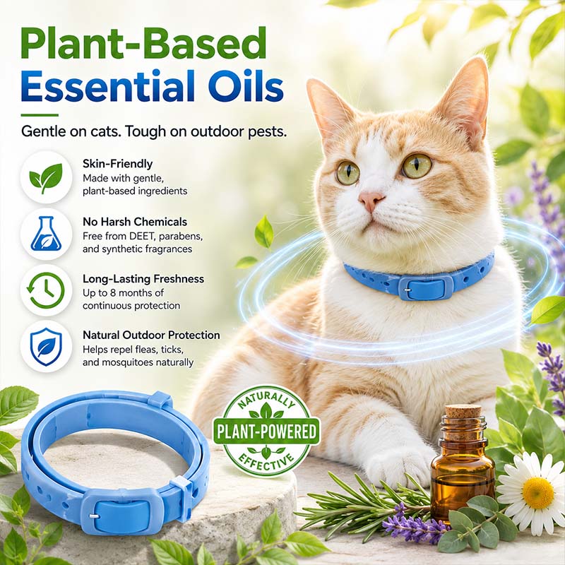 🐾 Natural Essential Oil Pet Pest Repellent Collar 🦟Safe Flea & Tick Protection for Dogs & Cats 💚