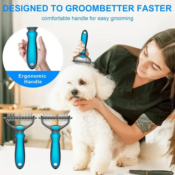 2-in-1 Pet Dematting & Deshedding Brush