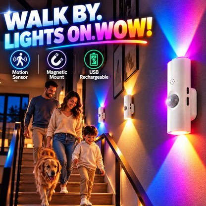 Smart RGB Motion Sensor Wall Light – Magnetic & Rechargeable Atmosphere Lamp