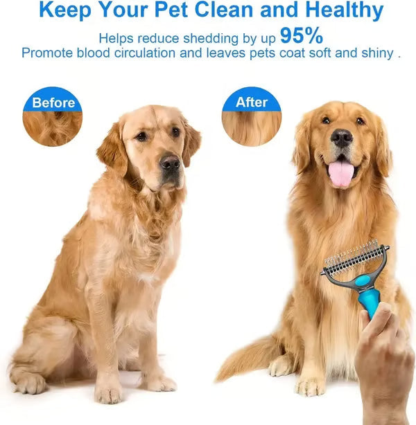 2-in-1 Pet Dematting & Deshedding Brush