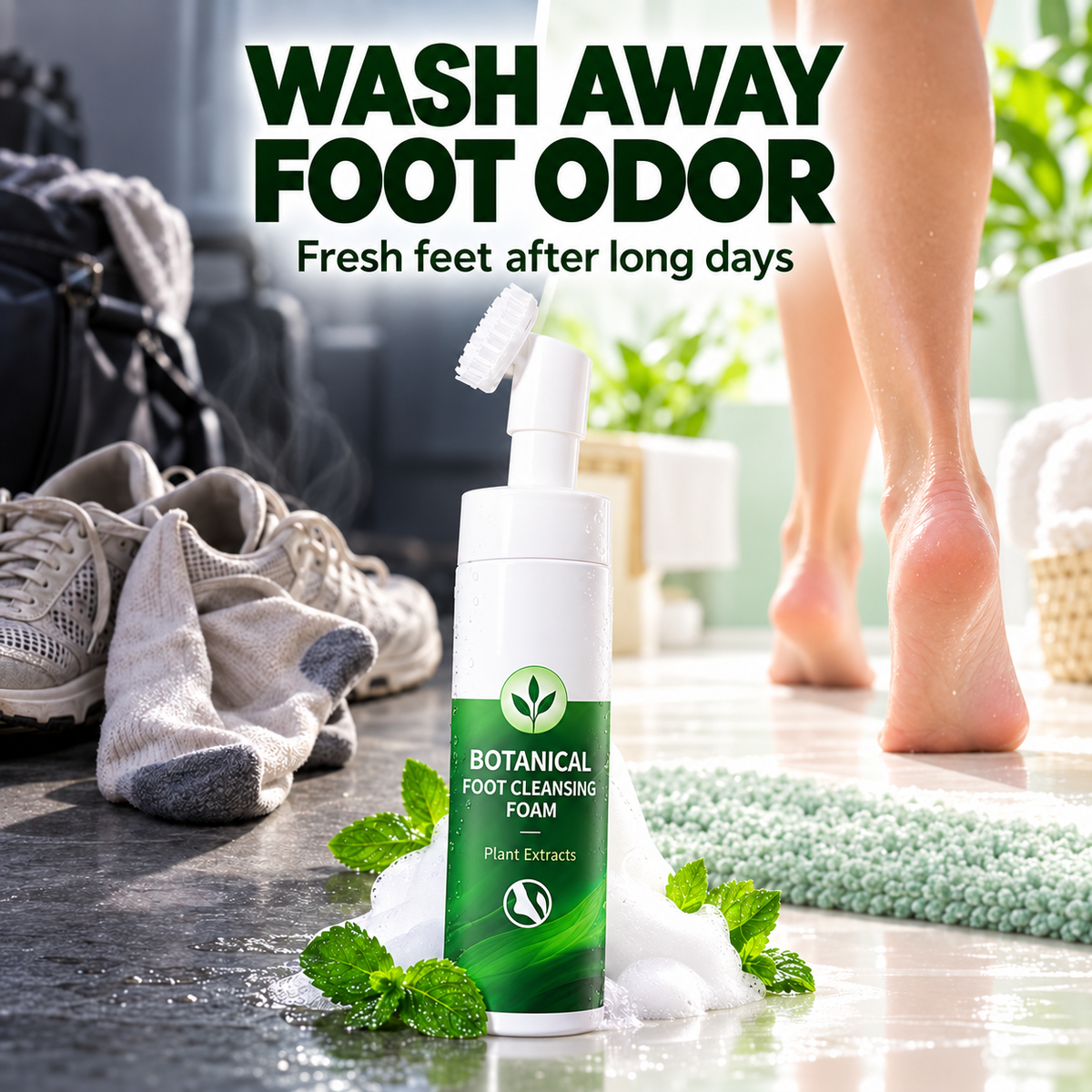 Botanical Foaming Foot Wash with Built-In Scrub Brush(offer)