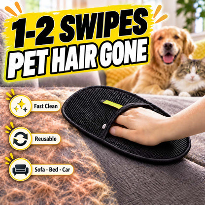 Reusable Pet Hair Remover Glove for Couch, Clothes & Car