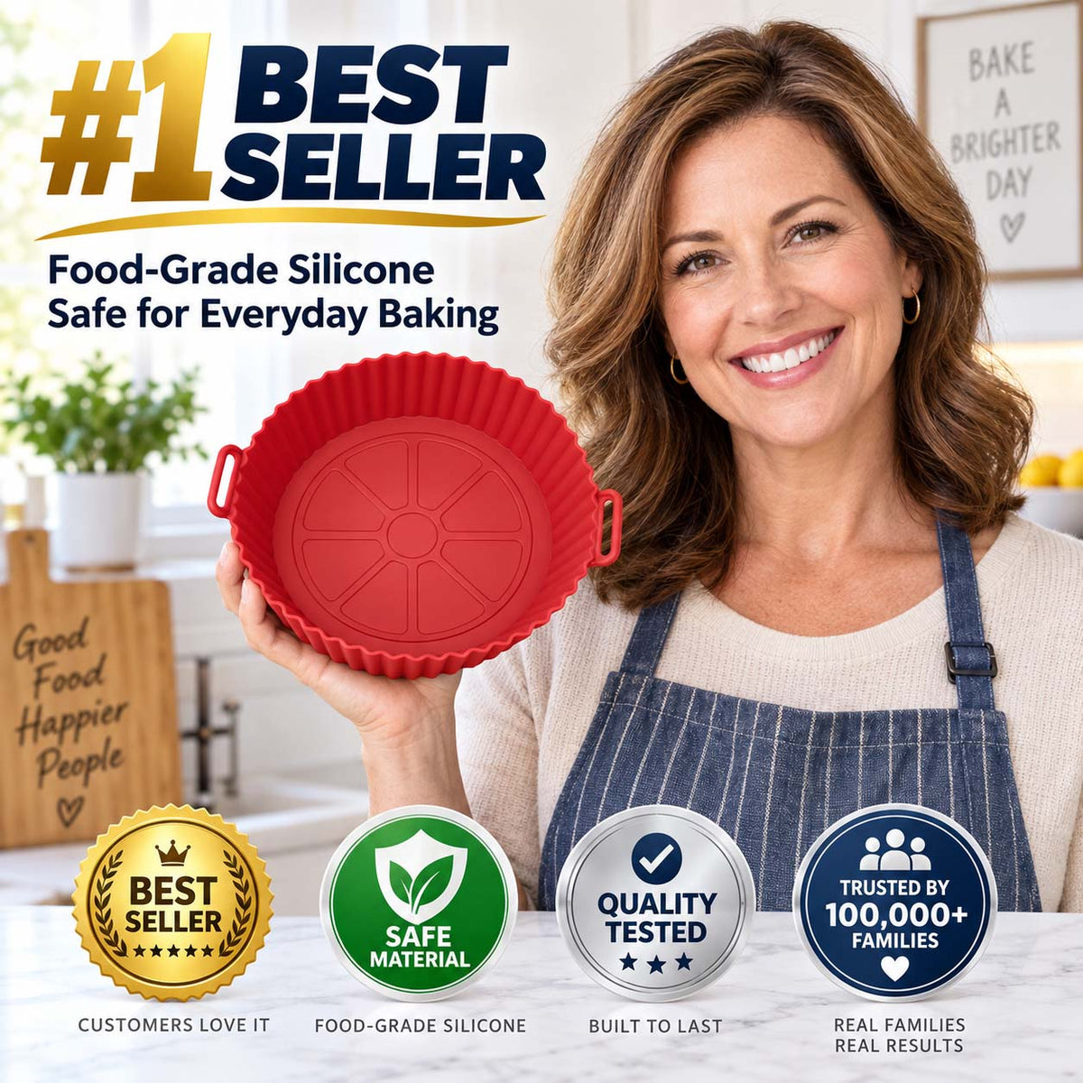 💞50K+ SOLD!Reusable heat-resistant baking tray 【💞food grade silicone💞easy to clean】(La)