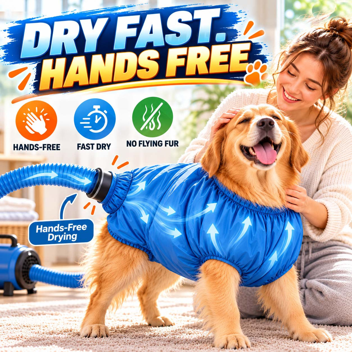 360° Hands-Free Pet Drying Bag (La)