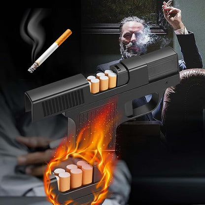 Lighter Gun with Cigarette Cases, Windproof Lighter, Jet Lighter, Refillable Butane Gas, Cool Windproof Jet Shape