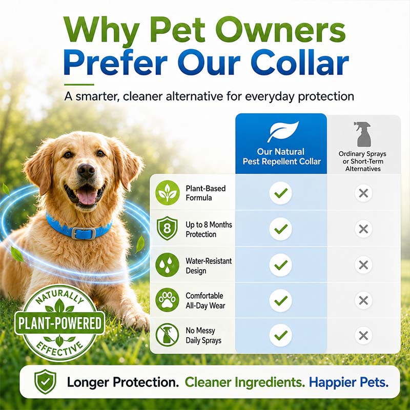 🐾 Natural Essential Oil Pet Pest Repellent Collar 🦟Safe Flea & Tick Protection for Dogs & Cats 💚