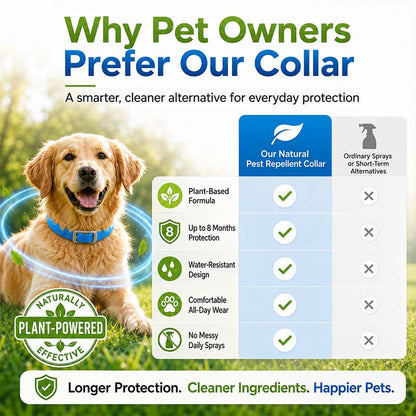 🐾 Natural Essential Oil Pet Pest Repellent Collar 🦟Safe Flea & Tick Protection for Dogs & Cats 💚