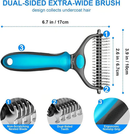 2-in-1 Pet Dematting & Deshedding Brush