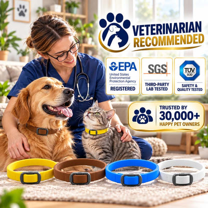 🐾 Natural Essential Oil Pet Pest Repellent Collar 🦟Safe Flea & Tick Protection for Dogs & Cats 💚