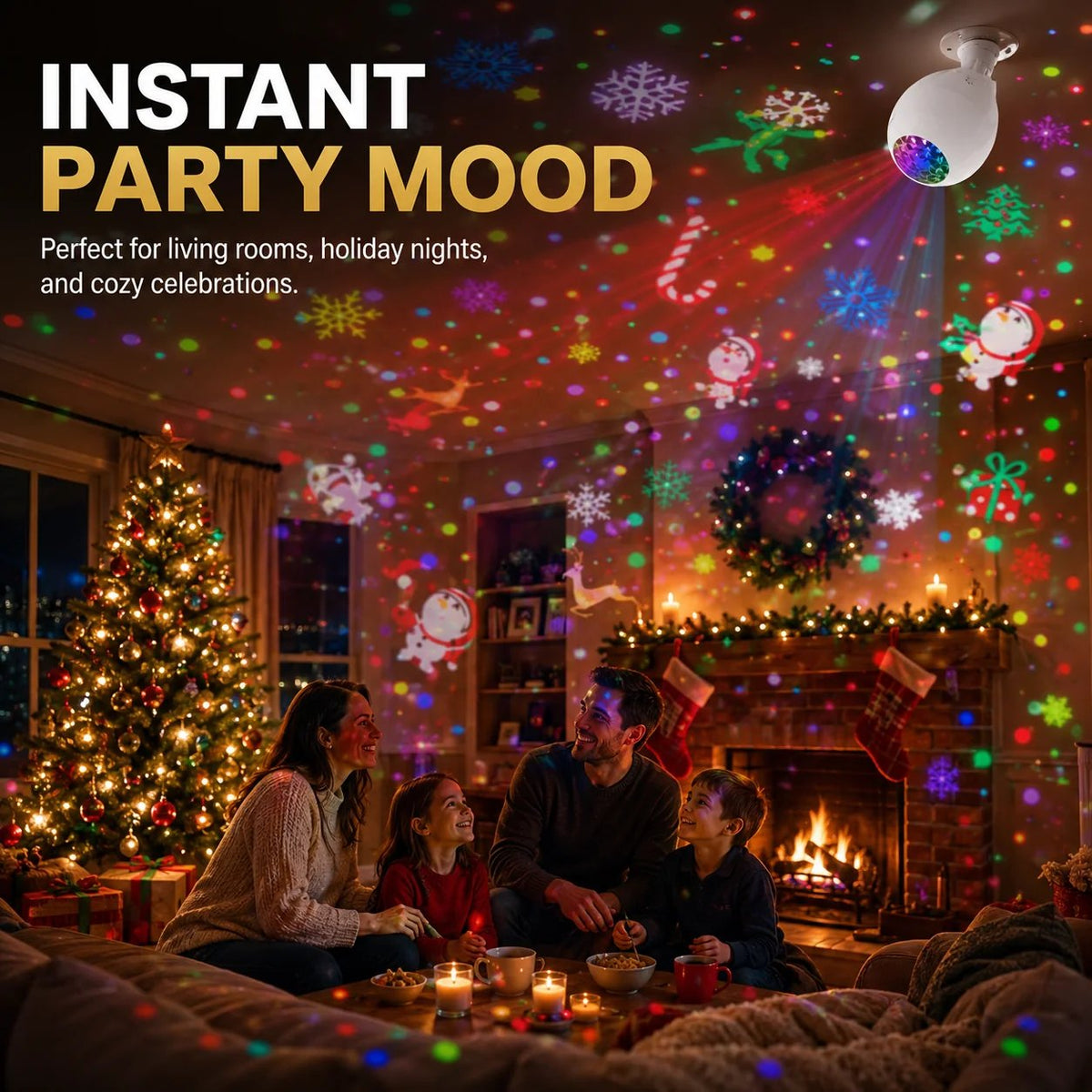 🎄HOT SALE 46% OFF💡Rotating Christmas Projector — Bulb Turn Your Room Into A Christmas Wonderland In 1 Sec! 🎅