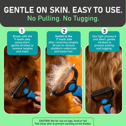 2-in-1 Pet Dematting & Deshedding Brush