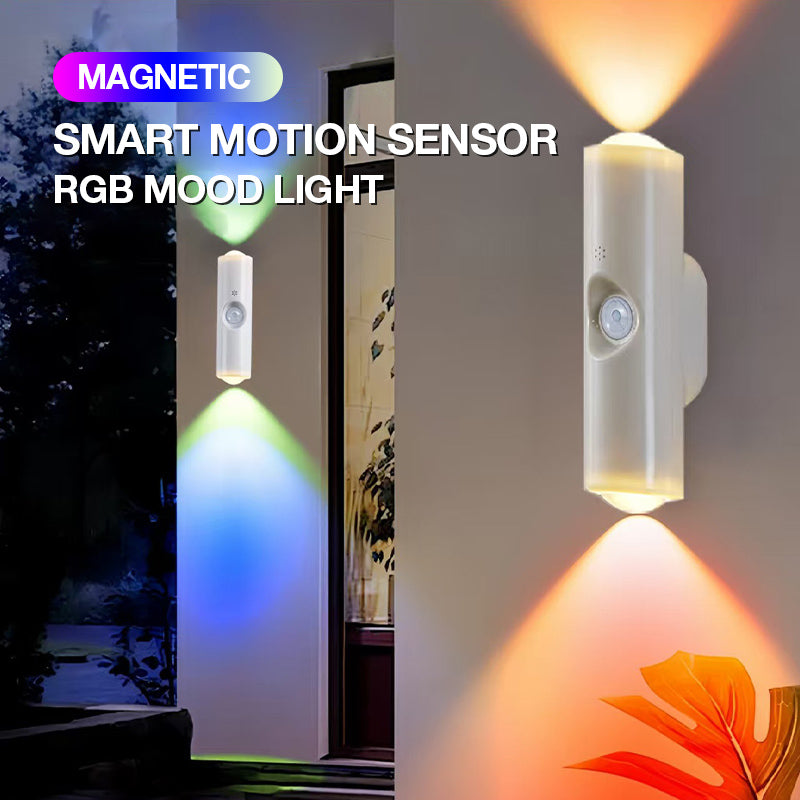 Smart RGB Motion Sensor Wall Light – Magnetic & Rechargeable Atmosphere Lamp